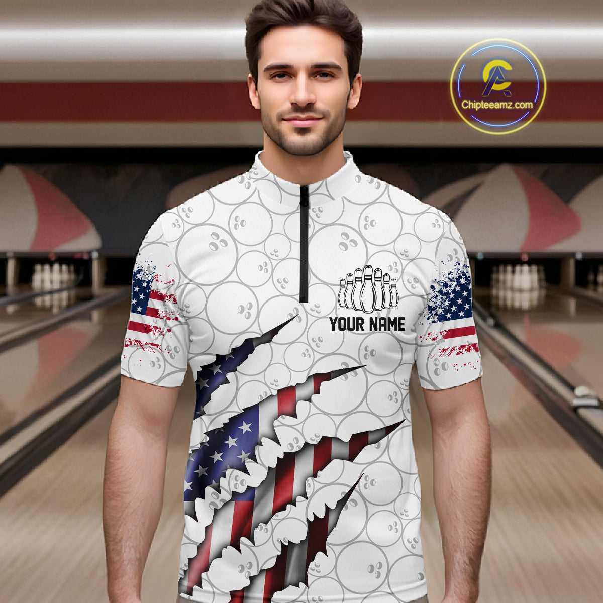 Personalized American Flag Bowling Team Shirts For Men And Women Patriotic Bowling Gifts IPHW5523