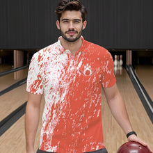 Load image into Gallery viewer, Personalized White And Orange Bowling Team Polo Shirts For Men, Bowling Tournament Outfits IPHW8745