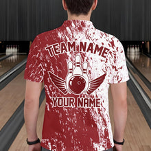 Load image into Gallery viewer, Personalized White And Brick Red Bowling Team Polo Shirts For Men, Bowling Tournament Outfits IPHW8746