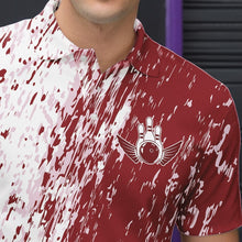 Load image into Gallery viewer, Personalized White And Brick Red Bowling Team Polo Shirts For Men, Bowling Tournament Outfits IPHW8746