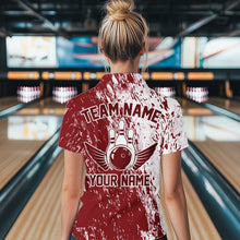 Load image into Gallery viewer, Custom White And Brick Red Bowling Quarter-Zip Shirts For Women, Bowling Tournament Outfits IPHW8746