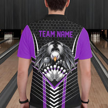 Load image into Gallery viewer, Custom Black And Purple Eagle Bowling Jerseys, Bowling Team Men Polo Shirts Bowlers Outfits IPHW8749