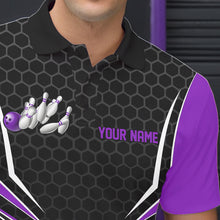 Load image into Gallery viewer, Custom Black And Purple Eagle Bowling Jerseys, Bowling Team Men Polo Shirts Bowlers Outfits IPHW8749