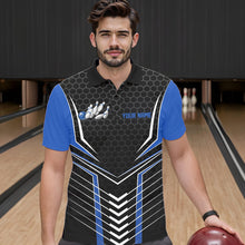 Load image into Gallery viewer, Custom Black And Blue Eagle Bowling Jerseys, Bowling Team Men Polo Shirts Bowlers Outfits IPHW8750