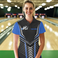 Load image into Gallery viewer, Custom Black And Blue Eagle Bowling Jerseys, Bowling Team Women Polo Shirts Bowlers Outfits IPHW8750