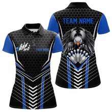 Load image into Gallery viewer, Custom Black And Blue Eagle Bowling Jerseys, Bowling Team Women Polo Shirts Bowlers Outfits IPHW8750