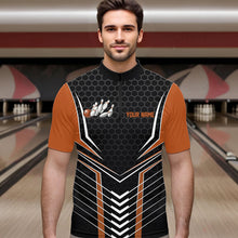 Load image into Gallery viewer, Custom Black And Orange Eagle Bowling Jerseys, Bowling Team Men Quarter-Zip Shirts Bowlers Outfits IPHW8751