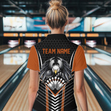 Load image into Gallery viewer, Custom Black And Orange Eagle Bowling Jerseys, Bowling Team Women Quarter-Zip Shirts IPHW8751