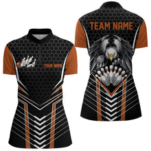 Load image into Gallery viewer, Custom Black And Orange Eagle Bowling Jerseys, Bowling Team Women Quarter-Zip Shirts IPHW8751