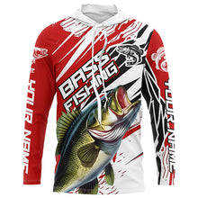 Load image into Gallery viewer, Largemouth Bass Fishing Custom Long Sleeve Tournament Shirts, Bass Fishing Jerseys | Red IPHW6243