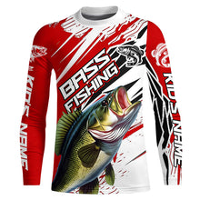 Load image into Gallery viewer, Largemouth Bass Fishing Custom Long Sleeve Tournament Shirts, Bass Fishing Jerseys | Red IPHW6243