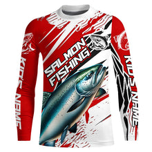 Load image into Gallery viewer, Chinook Salmon Fishing Custom Long Sleeve Tournament Shirts, Salmon Fishing Jerseys | Red IPHW6244