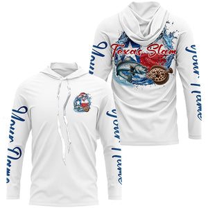 Custom Texas Slam Long Sleeve Fishing Shirts, Texas Trio Redfish, Trout, Flounder Fishing Shirts IPHW7055