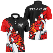 Load image into Gallery viewer, Black And Red Custom Funny Bowling Shirts For Men, Flame Bowling Team Shirt Bowlers Outfits IPHW7618