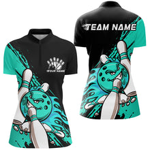 Load image into Gallery viewer, Greeny Blue Custom Funny Ladies Bowling Shirts, Flame Bowling Team Shirt Bowlers Outfits IPHW7620