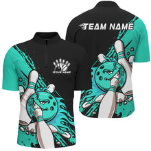 Load image into Gallery viewer, Greeny Blue Custom Funny Bowling Shirts For Men, Flame Bowling Team Shirt Bowlers Outfits IPHW7620