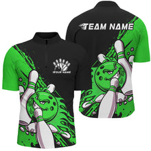 Load image into Gallery viewer, Black And Green Custom Funny Bowling Shirts For Men, Flame Bowling Team Shirt Bowlers Outfits IPHW7621