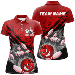 Black And Red Custom Funny Bowling Shirt For Men, Bowling Team Uniform Bowlers Outfits IPHW7622