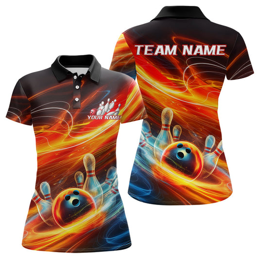 Custom Colorful Bowling Polo Shirts For Women, Galaxy Bowling Team Uniform IPHW8025