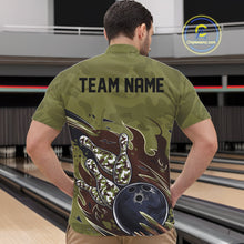 Load image into Gallery viewer, Custom Military Camo Bowling Quarter-Zip Shirts For Men, Patriotic Veteran Bowling Team Shirt IPHW8038