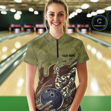 Load image into Gallery viewer, Custom Military Camo Bowling Quarter-Zip Shirts For Women, Patriotic Bowling Team Shirt IPHW8038