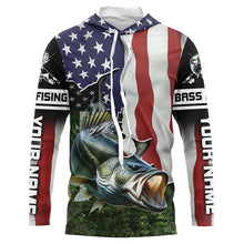 Load image into Gallery viewer, Personalized American Flag Bass Fishing Shirts, Patriotic Bass Tournament Fishing Shirts IPHW5699