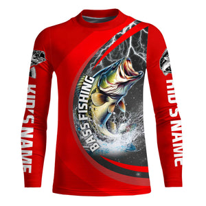 Personalized Bass Fishing Jerseys, Largemouth Bass Tournament Fishing Shirts | Red IPHW5703