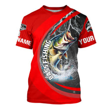 Load image into Gallery viewer, Personalized Bass Fishing Jerseys, Largemouth Bass Tournament Fishing Shirts | Red IPHW5703