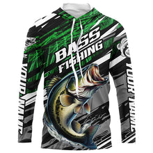 Load image into Gallery viewer, Bass Fishing Camo Long Sleeve Fishing Shirts, Custom Bass Tournament Fishing Jerseys | Green IPHW5958