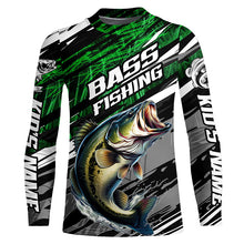 Load image into Gallery viewer, Bass Fishing Camo Long Sleeve Fishing Shirts, Custom Bass Tournament Fishing Jerseys | Green IPHW5958