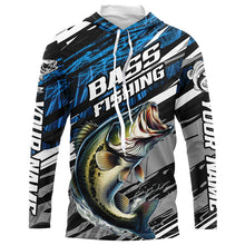 Load image into Gallery viewer, Bass Fishing Camo Long Sleeve Fishing Shirts, Custom Bass Tournament Fishing Jerseys | Blue IPHW5959