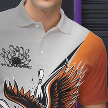 Load image into Gallery viewer, Custom Orange Eagle Bowling Team Men Polo Shirts, Eagle Bowling League Shirt Bowlers Outfit IPHW8754