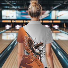 Load image into Gallery viewer, Custom Orange Eagle Bowling Team Women Polo Shirts, Bowling League Shirt Bowlers Outfit IPHW8754