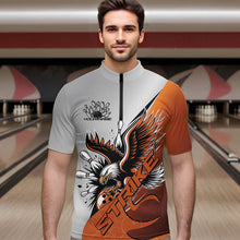 Load image into Gallery viewer, Custom Orange Eagle Bowling Team Men Quarter-Zip Shirts, Eagle Bowling League Shirt Bowlers Outfit IPHW8754