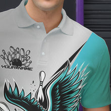 Load image into Gallery viewer, Custom Blue Eagle Bowling Team Men Polo Shirts, Eagle Bowling League Shirt Bowlers Outfit IPHW8755