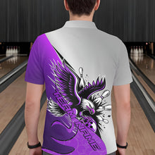 Load image into Gallery viewer, Custom Purple Eagle Bowling Team Men Polo Shirts, Eagle Bowling League Shirt Bowlers Outfit IPHW8756