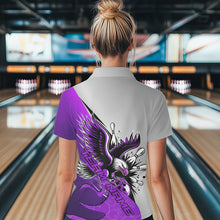 Load image into Gallery viewer, Custom Purple Eagle Bowling Team Women Polo Shirts, Bowling League Shirt Bowlers Outfit IPHW8756