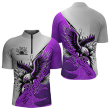 Load image into Gallery viewer, Custom Purple Eagle Bowling Team Men Quarter-Zip Shirts, Eagle Bowling League Shirt Bowlers Outfit IPHW8756