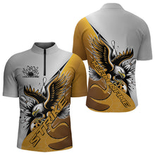 Load image into Gallery viewer, Custom Yellow Eagle Bowling Team Men Quarter-Zip Shirts, Eagle Bowling League Shirt Bowlers Outfit IPHW8757