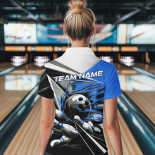 Load image into Gallery viewer, Custom Black And Blue Striking Bowling Womens Quarter-Zip Shirts, Team Bowlers Outfits IPHW8765