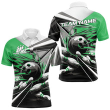 Load image into Gallery viewer, Custom Black And Green Striking Bowling Polo Shirts For Men, Team Uniform Bowlers Outfits IPHW8767