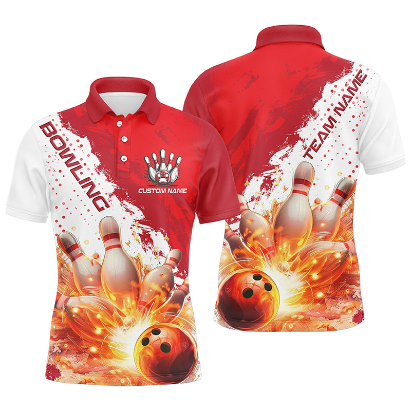 Red Flame Strike Bowling Custom Team Shirts For Men And Women, Bowlers Outfit Bowling Team Jersey IPHW6254