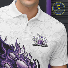 Load image into Gallery viewer, Cusom Purple Blue Flame Bowling Men Polo Team Shirt, Fire Bowling Tournament Jersey IPHW11128