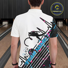 Load image into Gallery viewer, Custom Blue And Pink Camo Strike Bowling Polo Shirts For Men, Bowling Heartbeat Pulse Line IPHW9248