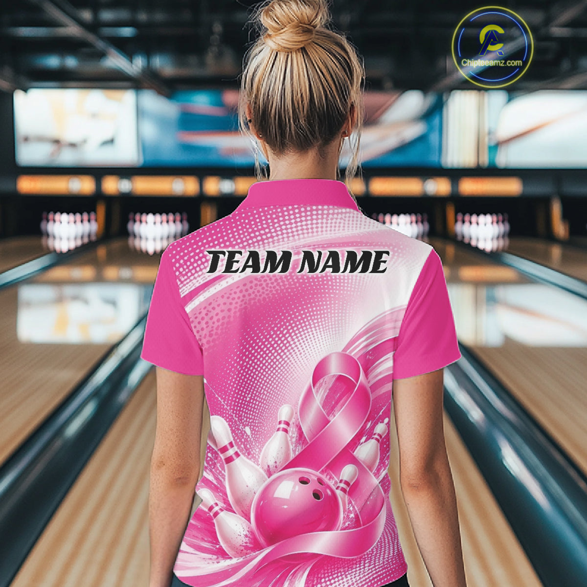 Custom Breast Cancer Pink Ribbon Bowling Women Quarter-Zip Shirt, Team League Shirt IPHW12049