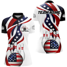 Load image into Gallery viewer, American Flag Custom Patriotic Bowling Shirts For Women, Team Bowling League Shirts Uniform IPHW7636