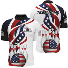 Load image into Gallery viewer, American Flag Custom Patriotic Bowling Shirts For Men, Team Bowling League Shirts Uniform IPHW7636