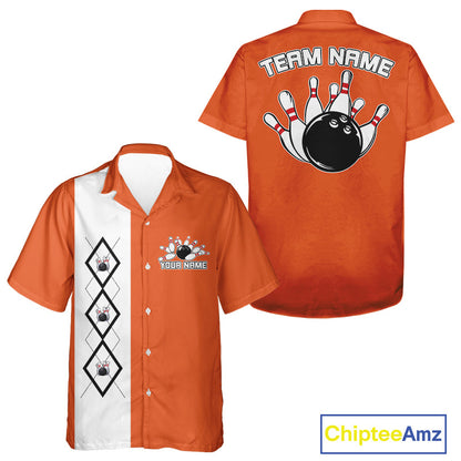 Custom Classic Vintage Argyle Bowling Men And Women Button Up, Retro Bowling Team Shirt IPHW10068