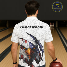 Load image into Gallery viewer, Custom Patriotic Eagle Men And Women Bowling Team Shirt, US Flag Eagle Bowling League Shirt IPHW10190