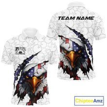 Load image into Gallery viewer, Custom Patriotic Eagle Men Bowling Team Shirt, US Flag Eagle Bowling League Shirt IPHW10190
